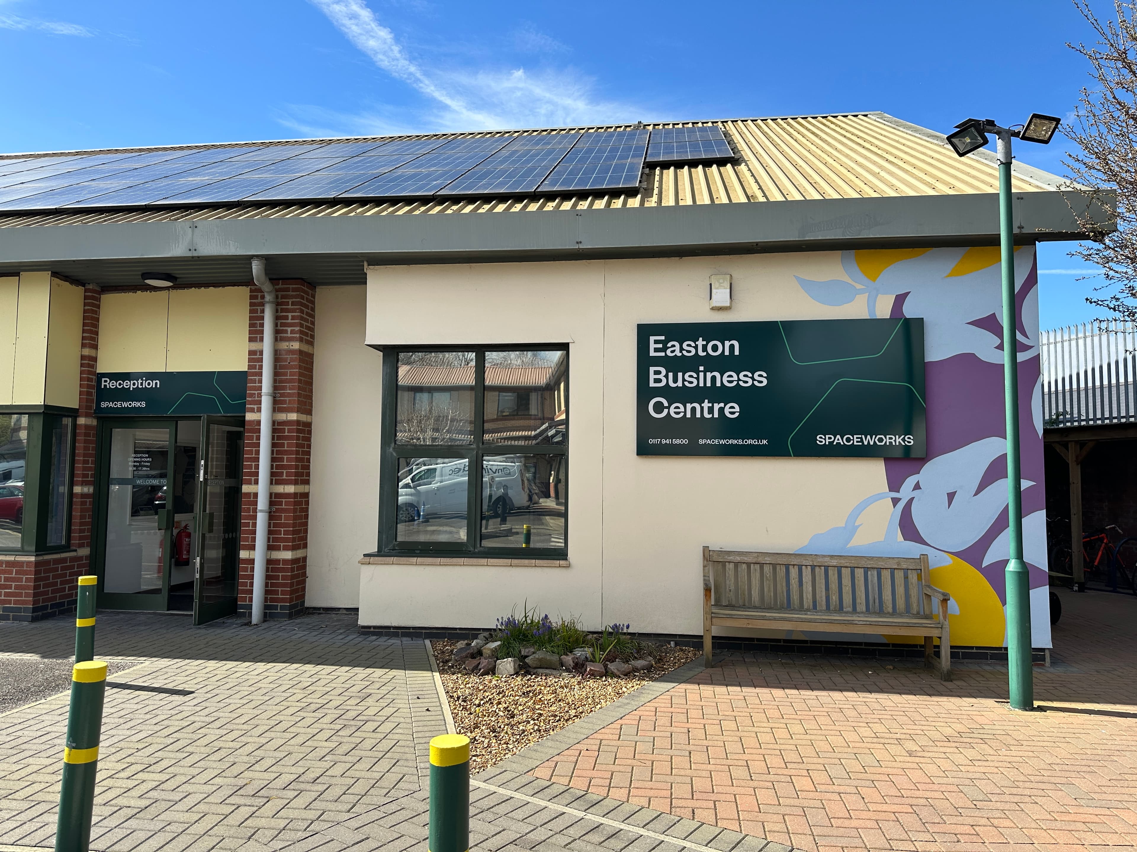 The exterior of the SpaceWorks venue at Easton Business Centre, Bristol